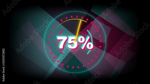 Minimal biometric digital clock animation showing percentage progress