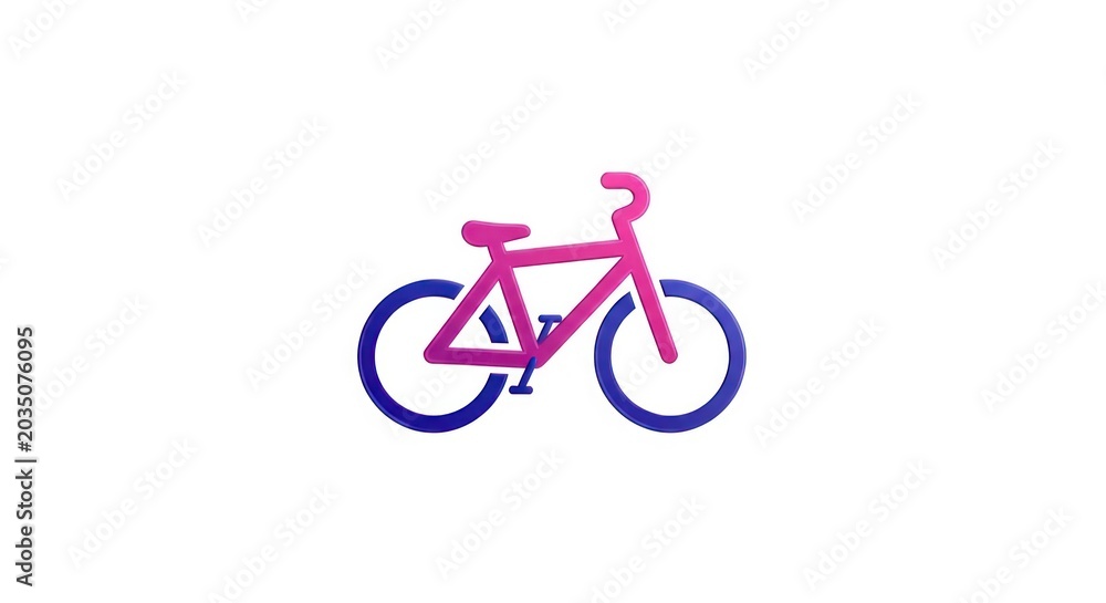 Fototapeta premium Pink and blue gradient bicycle icon on white background