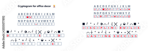 Photos Decorative cryptogram design for office walls featuring phrases
