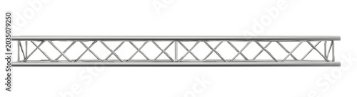3d rendering of straight metal truss side profile view aluminum steel scaffolding structural support framework isolated for architectural industrial design