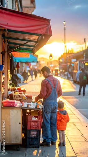 Night market vendor serving hot food outdoors.