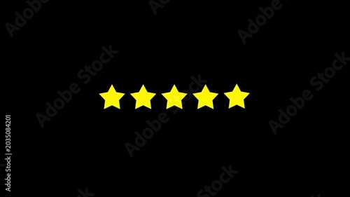 Rating Five Stars. Motion Graphics. Transparent Background