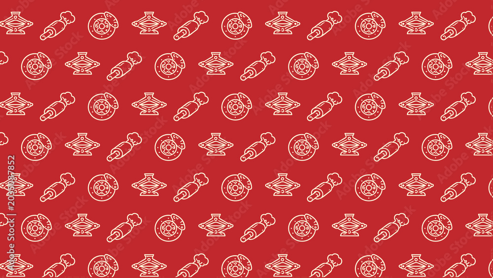 Fototapeta premium Car parts vector doodle pattern 