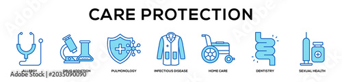 Fotografía blue - Care Protection web banner icon vector illustration concept