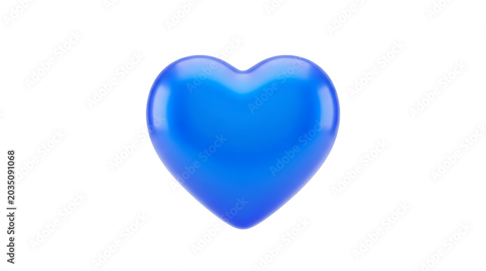 Obraz premium Blue heart-shaped balloon floating against white background symbolizing love and affection