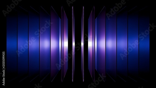 Foto Abstract 3D dark glassmorphism background with neon purple gradient plates