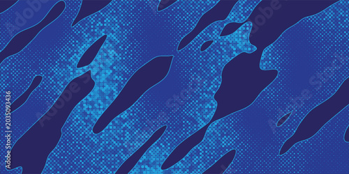 Konstfotografi Abstract underwater light simulation with deep blue liquid ripples and fine half