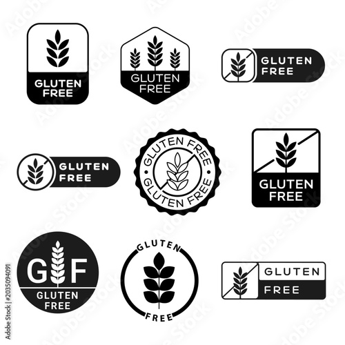 Fotografía Gluten free label set in black and white