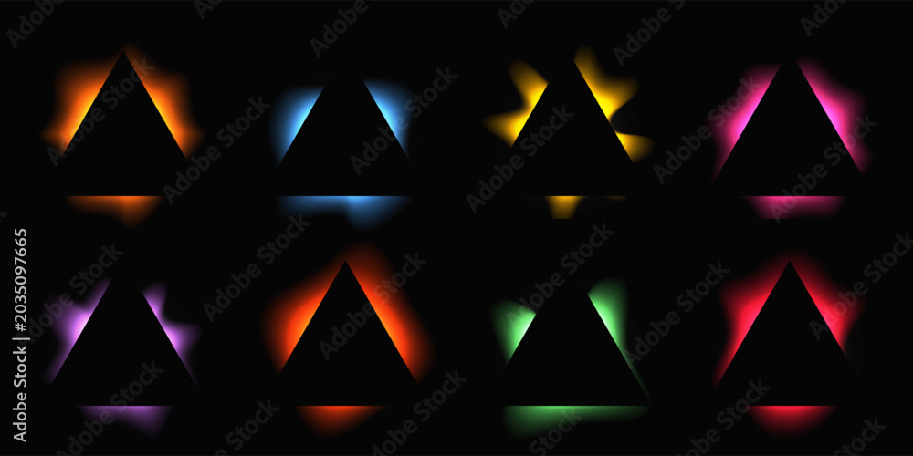 Obraz premium Set of triangle multicolor illuminate light frames