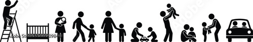 Foto PrintStick figure family illustration showing parenting, caregiving, playtime, n