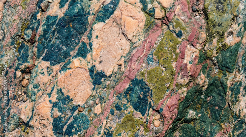 Close-up Texture of Multi-colored Mineral Rock Formation