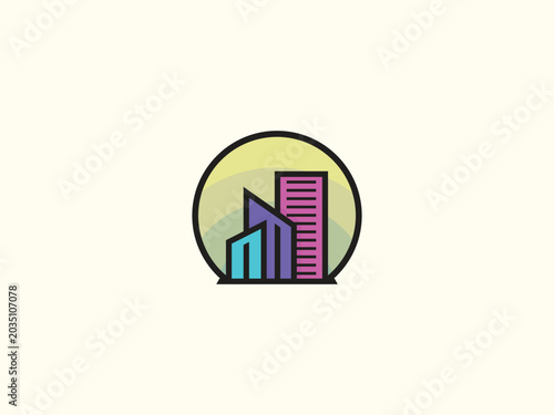 Colorful City Illustrated Logo Design