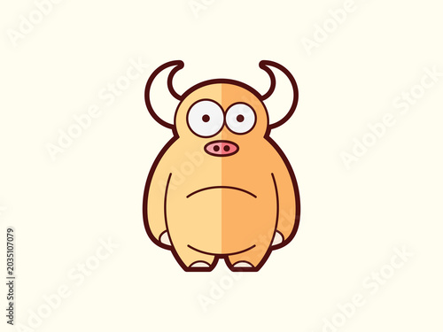 Flat Illustrated Cartoon Cow