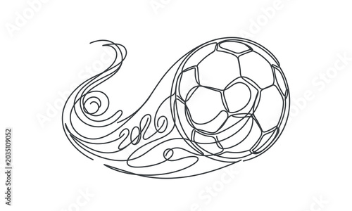 Whimsical snake with soccer ball head illustration Vector, illustration FIFA world cup 2026 one line art design