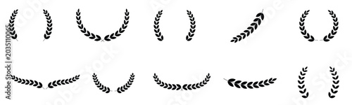 Fotografie Set of decorative laurel wreaths showing minimalist prize frames champion leaves