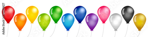Set of 3D colorful balloons. Graphic elements. Isolated design.