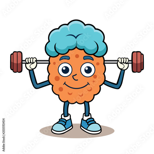 Brain funny cartoon art on white background