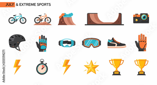 Tableau sur toile Collection of extreme sports icons.
