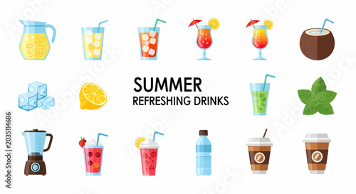 Obraz na płótnie Refreshing Summer Drinks Collection Variety.