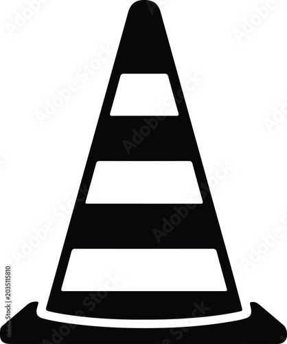 Silhouette design simple traffic cone road safety barrier attention icon vector