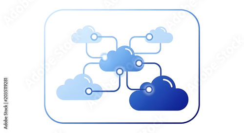 Cloud computing network connection concept with interconnected cloud icons