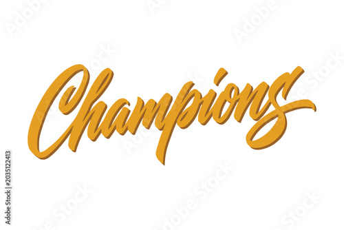 Canvas Print Gold 3d typography lettering word Champions isolated on white background