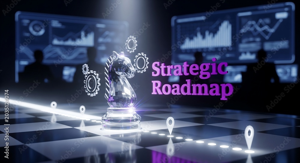Fototapeta premium Business Strategy Planning in Modern Office with Digital Data Visualization