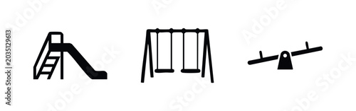 Cuadro en lienzo Playground slide, swing set, seesaw icons