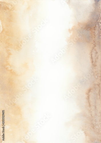 Abstract Earth Tone Watercolor Border Background with Copyspace