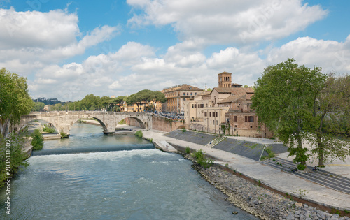  Cityscape of the Tiber (Fiume Tevere) in Rome, Italy.