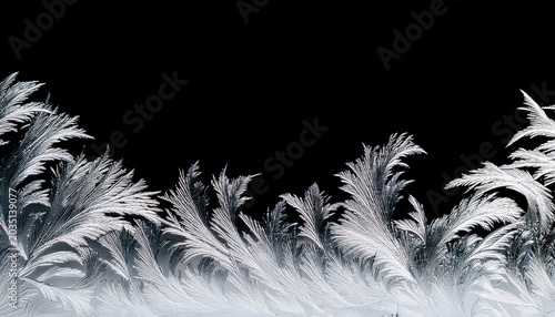 Frost Crystals Along Window Edge Overlay Isolated On Transparent Background