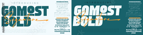 Bold typeface Script or Signature and Serif font vector with font family