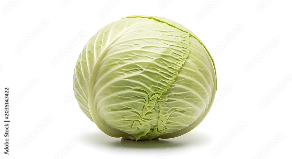 Fototapeta premium Fresh green cabbage on white background.