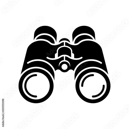 Cuadro en lienzo Vintage Binoculars Black and White Silhouette Vector Icon for Adventure and Expl