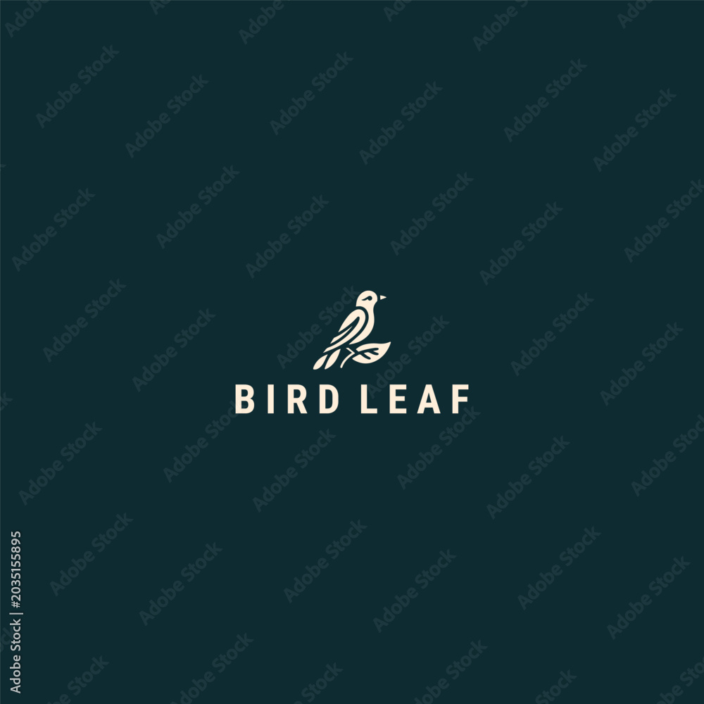 Fototapeta premium Bird leaf logo vector icon illustration style