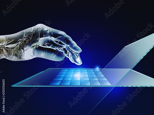 hand holding digital tablet