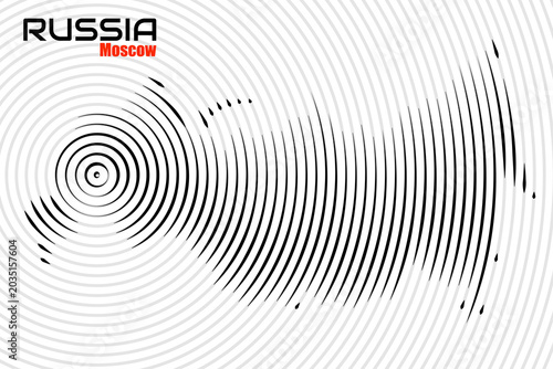 Russia map of radial lines. Russian Federation. Marked Moscow on map. Vector illustration