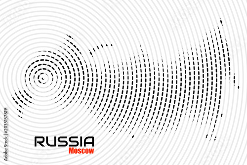 Russia map of radial lines. Russian Federation. Marked Moscow on map. Vector illustration
