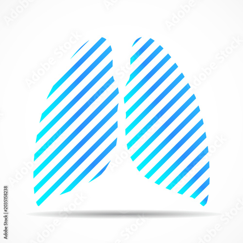 Human lungs logo. Silhouette of lines on white background. Vector illustration