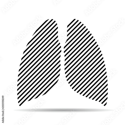 Human lungs logo. Silhouette of lines on white background. Vector illustration