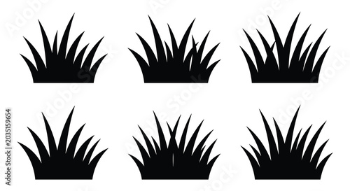 Quadro su tela grass silhouettes collection on a white background
