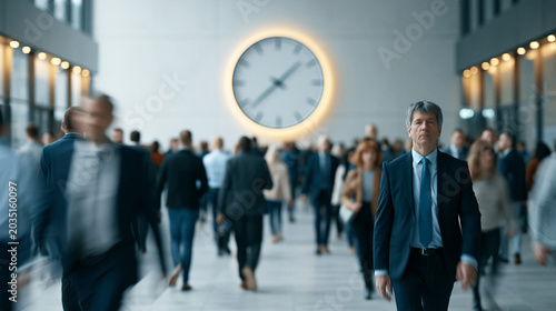 Busy Commuters in a Modern ...