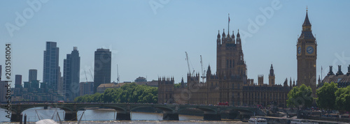 Panoramic view of Big Ben and Houses of Parliament in London