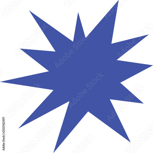 A blue starburst shape on a white background for design use