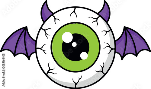Photos Bloodshot zombie eyeball vector illustration for halloween, creepy horror monste