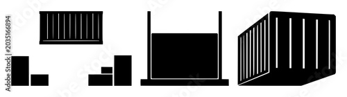 Quadro su tela Loading dock set with solid black icon on white background featuring loading doc