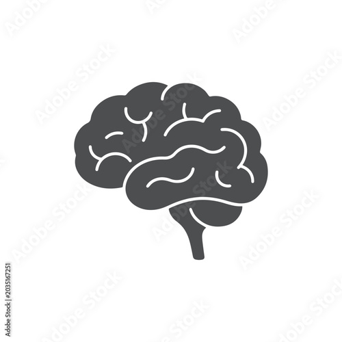 Modern Brain Glyph Icon Vector for Artificial Intelligence, Neuroscience and Medical Design