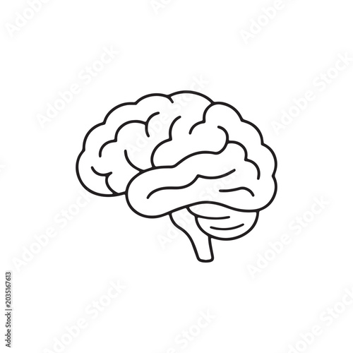 Clean Human Brain Outline Vector Icon for Neuroscience, Mental Health and AI Technology Design