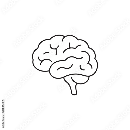 Modern Brain Outline Icon Vector Illustration for Neurology, AI and Mental Health Design
