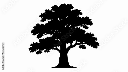 Environment day Tree silhouette, black tree icon, oak tree vector, landscape element isolated on White Background vector eps silhouette